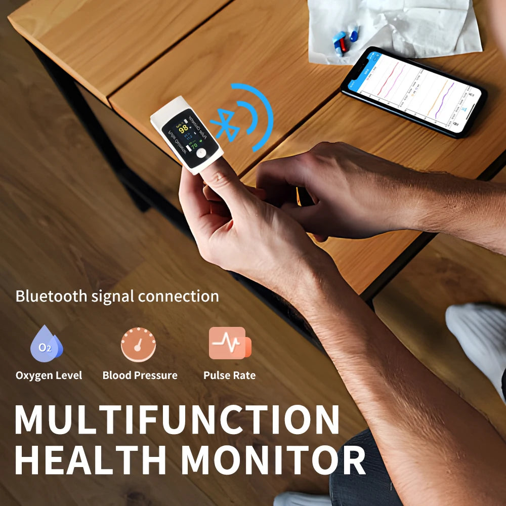 Digital Fingertip Pulse Oximeter & Blood Pressure Monitor 2 in 1 with Bluetooth