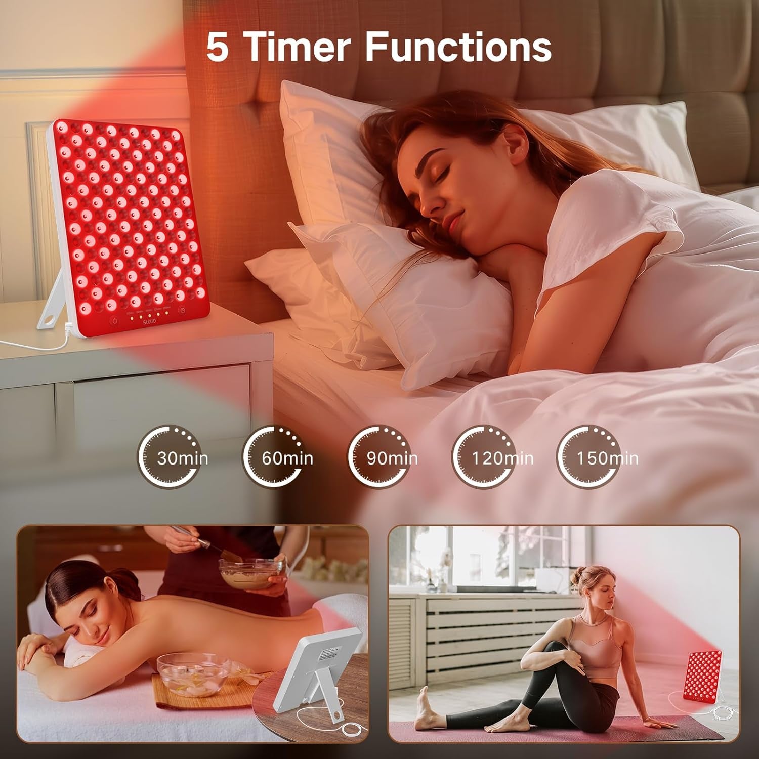 Red Light Therapy Lamp - 165 LED Panel for Face & Body, 660Nm-850Nm near Infrared