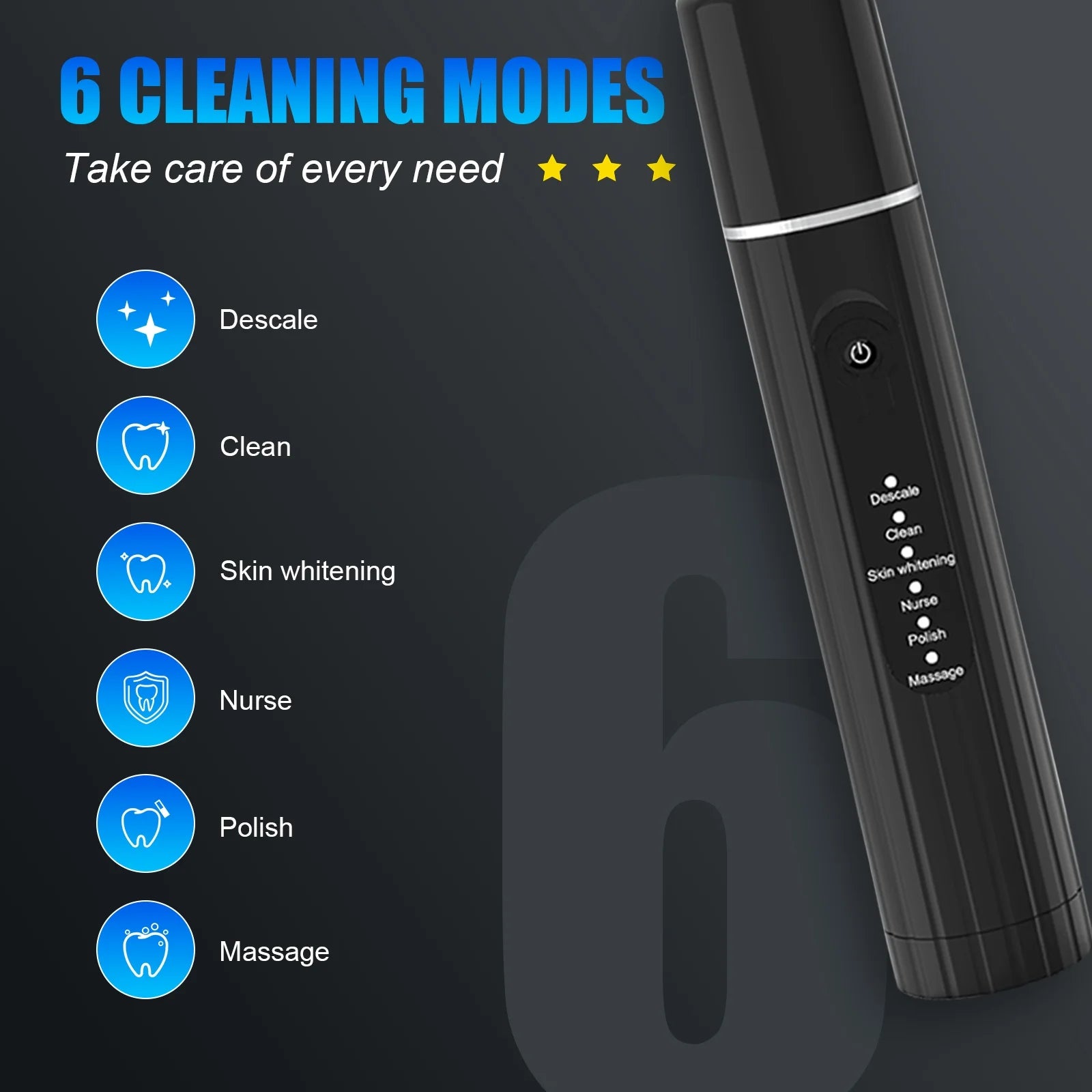Electric Dental Calculus Remover for Adult Kids - Dental Cleaning Kit with 6 Adjustable Modes