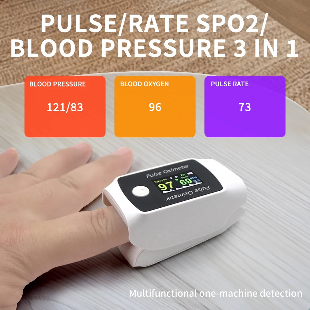 Digital Fingertip Pulse Oximeter & Blood Pressure Monitor 2 in 1 with Bluetooth